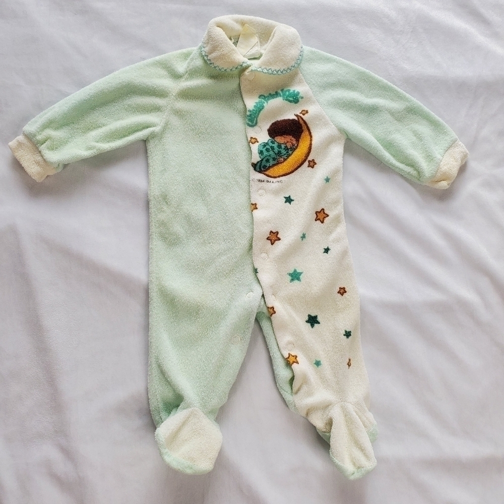 Vintage Baby Cabbage Patch Kids Terry Cotton Footies Sleeper Pajamas